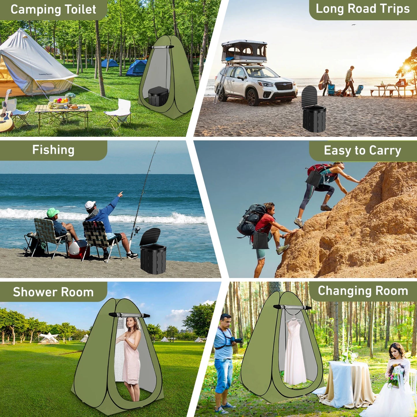 Pop up Privacy Tent with Portable Toilet, Shower, Changing Room