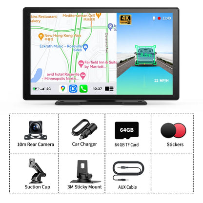 Wireless Carplay & Android Auto Dash Cam, Rearview Camera