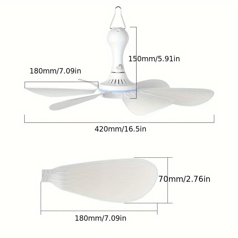 6-Blade Quiet USB Ceiling Fan (With or Without Remote)