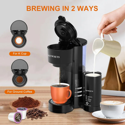 3 in 1 Single Serve Coffee Maker with Milk Frother
