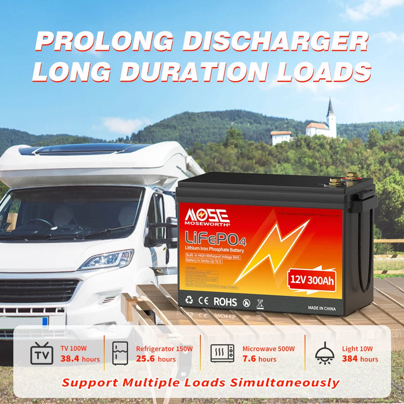 LiFePo4 Battery 12V (100Ah 200Ah 300Ah) 24V (100Ah) BMS Lithium Battery