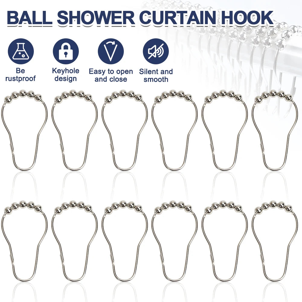 12pcs/set Stainless Steel Curtain Hooks