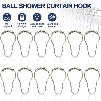 12pcs/set Stainless Steel Curtain Hooks