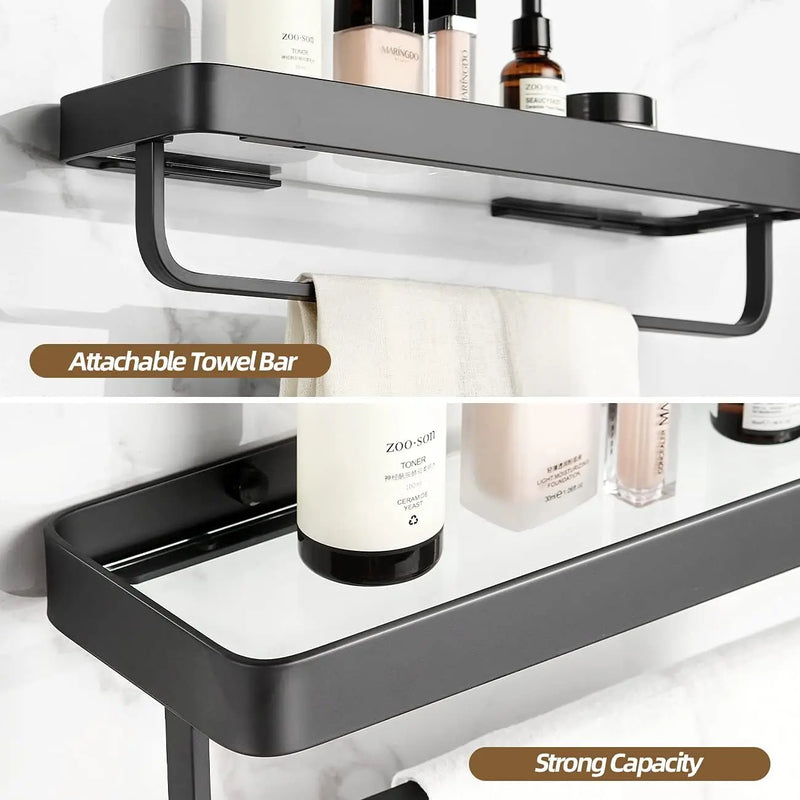 Bathroom Shelves Wall Mounted Tempered Glass