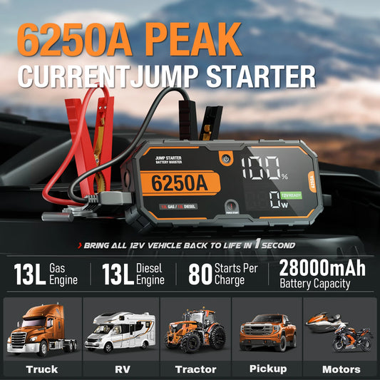 Portable 12V Jump Starter, Diesel Truck, RV, Tractor, Pickup