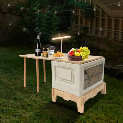 Outdoor Camping Storage Box and Folding Table with Light