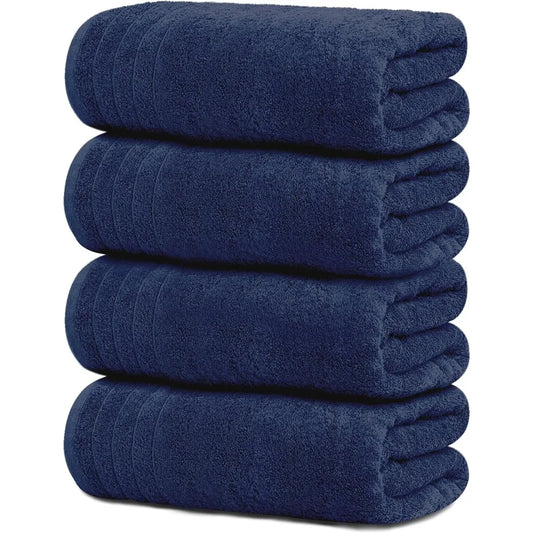 Navy Extra Large Bath Towels, Pack of 4 (30"x60")