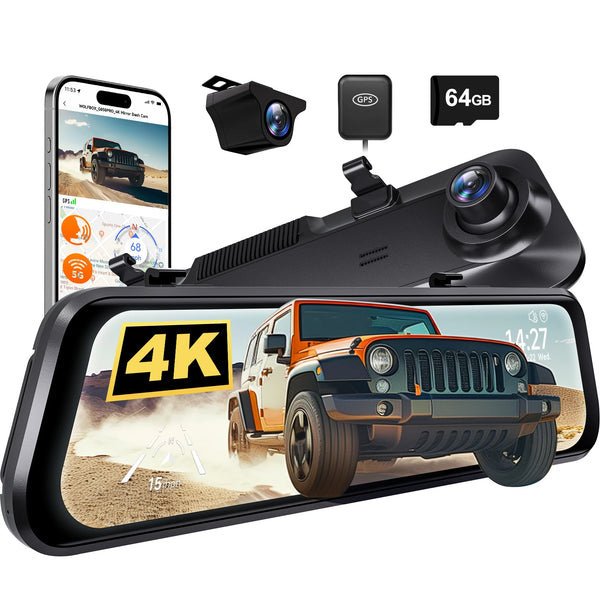 WIFI Rearview Mirror and Dash Cam with Voice Control