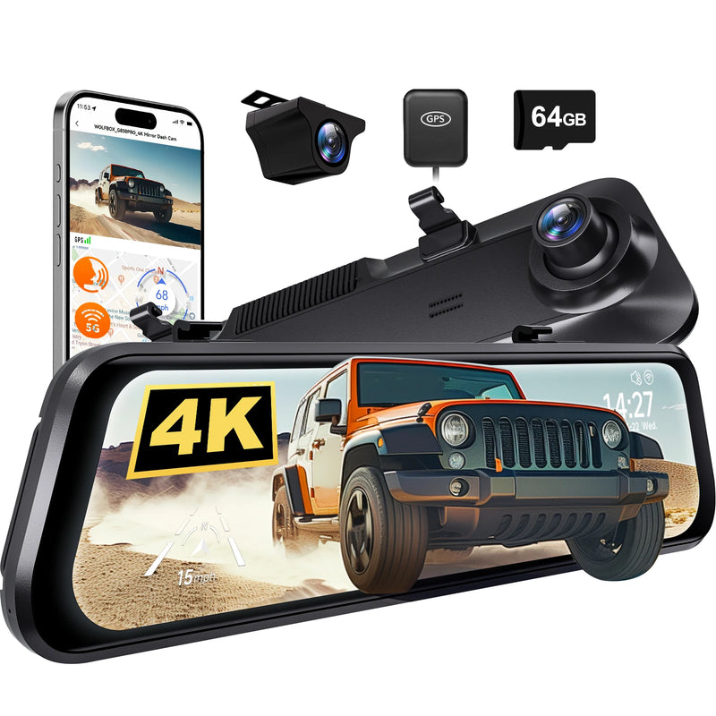 WIFI Rearview Mirror and Dash Cam with Voice Control