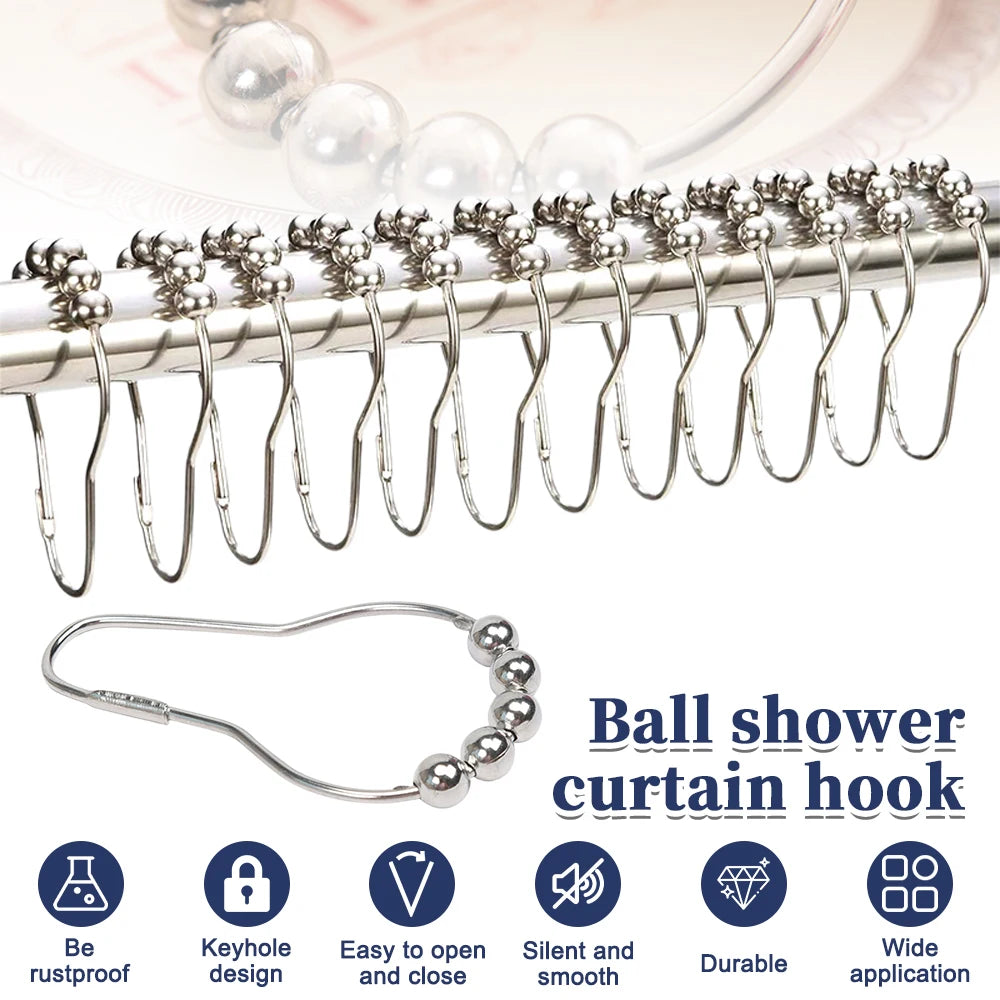 12pcs/set Stainless Steel Curtain Hooks