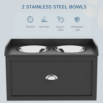 Dog Feeding Station with Storage Drawer