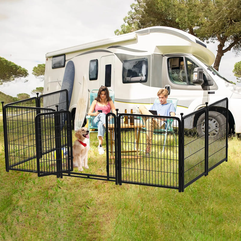 Metal Dog Fence with Wide Door, 40"Height 8/16 Panels