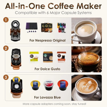 19-Bar Small Espresso Machine & Coffee Machine