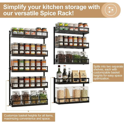 Wall Mount Spice Rack 5 Tier