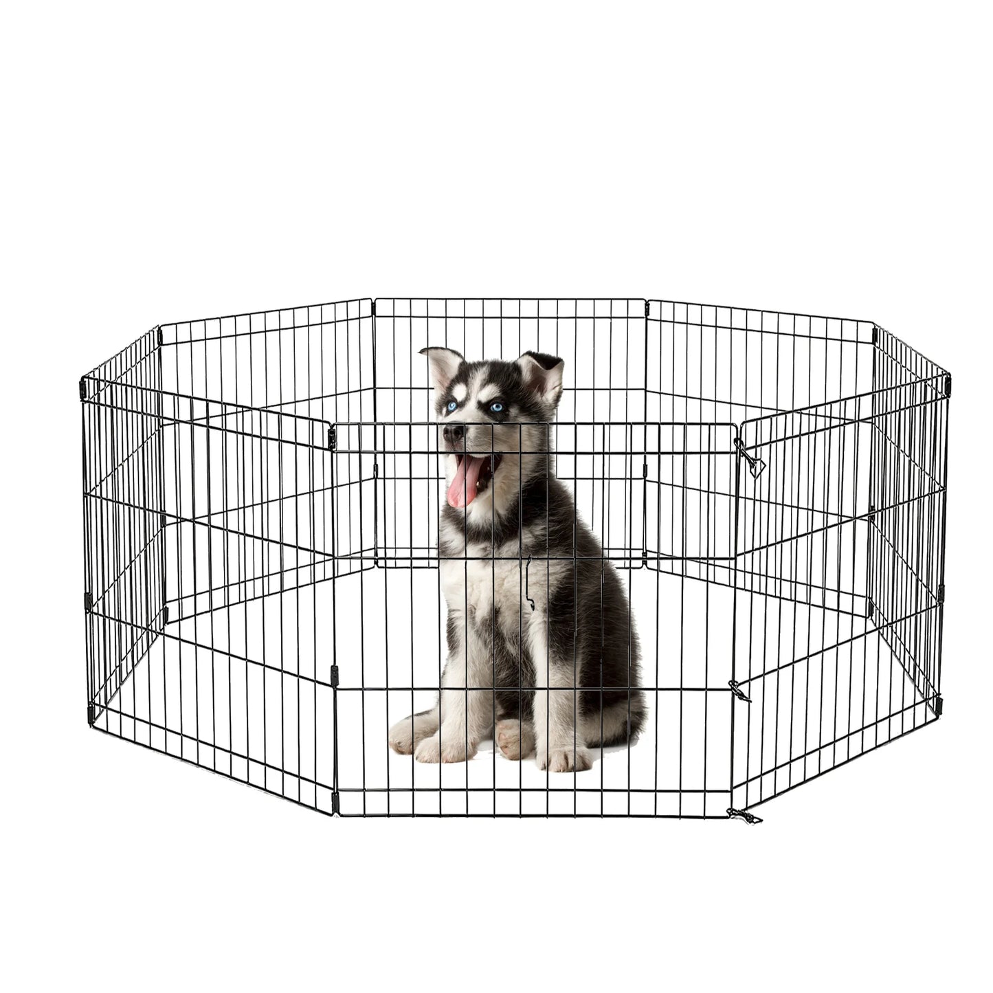 Sturdy Black Octagonal Metal Dog Playpen - 8 Panels ea. 
24" x 24" Panels to run along bottom of RV for no escape!