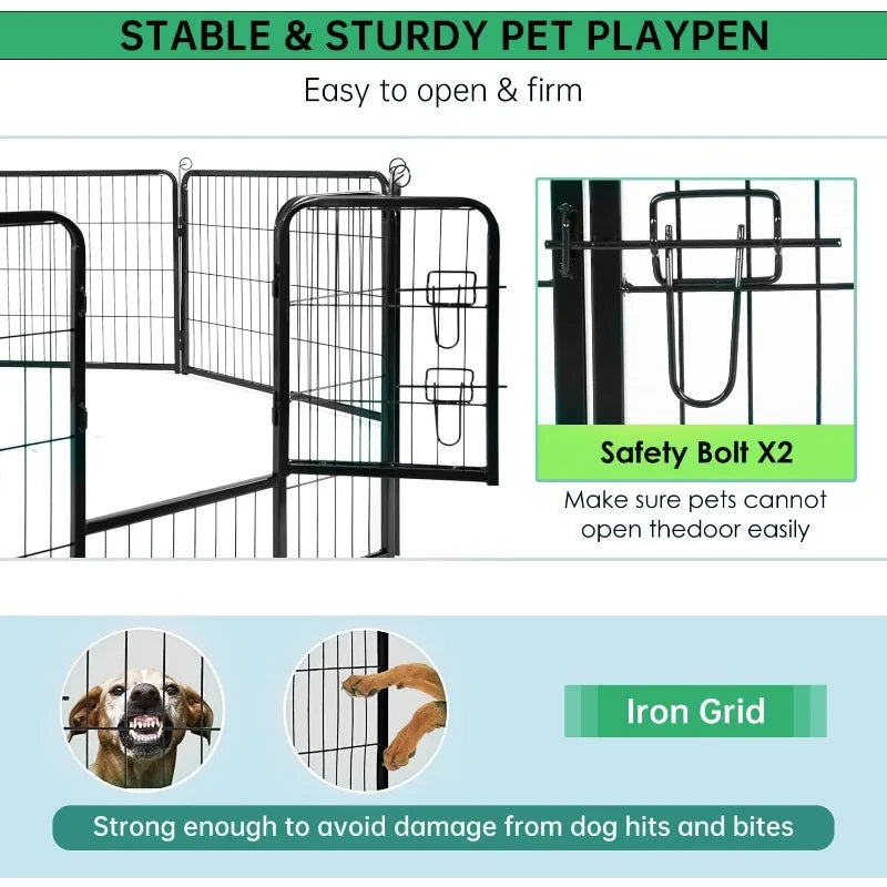 Metal Dog Fence with 2 Gates, 40", 16 Panels
