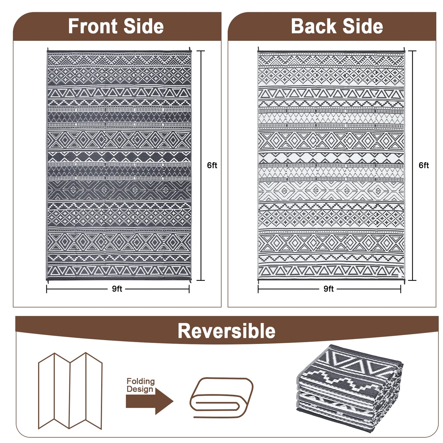 5x8 Outdoor Rug, Waterproof & Reversible