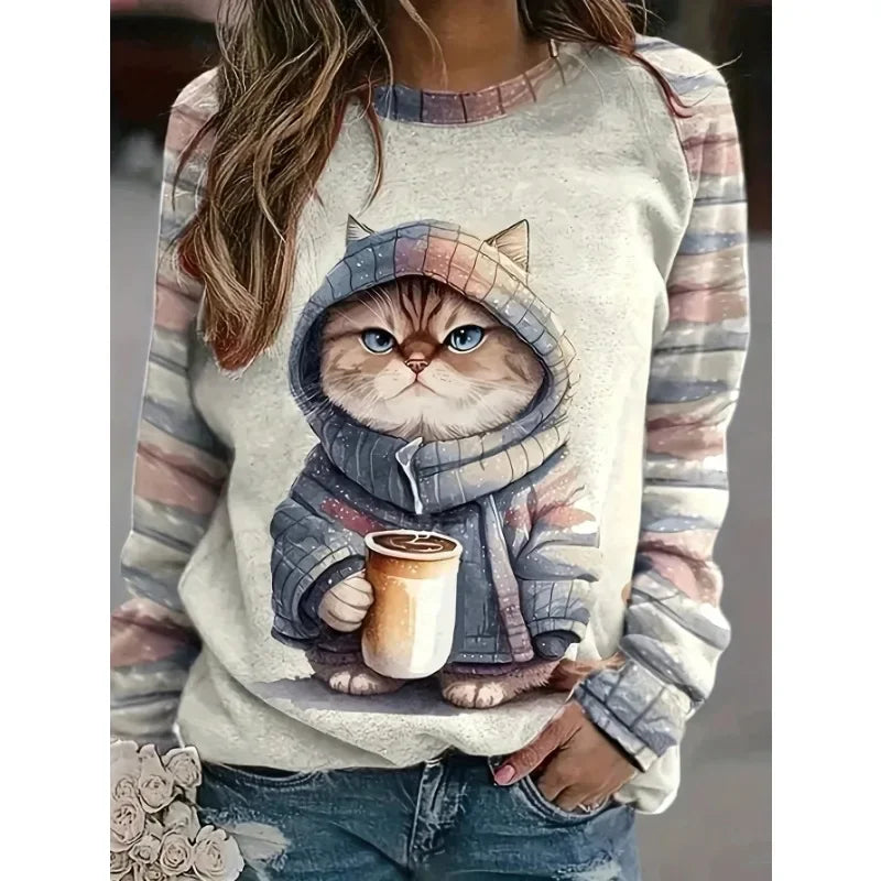 Women's Fashionable Cartoon Printed Pullover