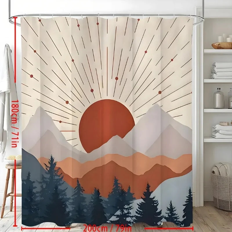 Mountain Lake Sunset Shower Curtain Plus Hooks