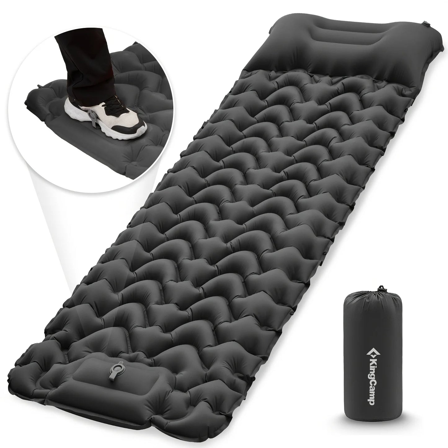 Camp Self Inflating Sleeping Pad, Built-in Foot Pump