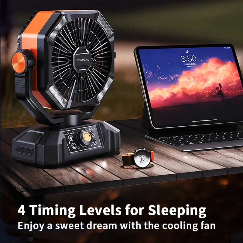 Portable Camping Fan with LED Lantern
