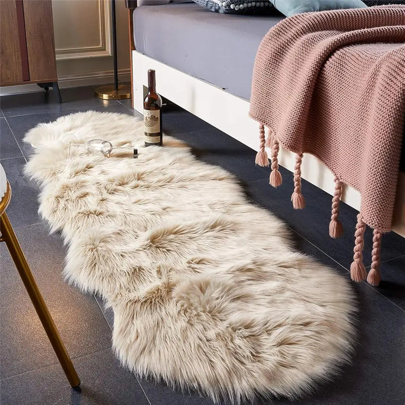 Ultra Soft Beige Faux Sheepskin Area Rug 2 X 6 Ft