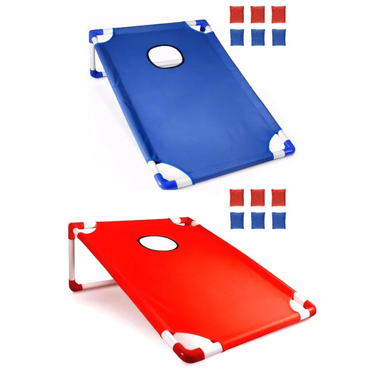 Portable Cornhole Board Set with 3 Red 3 Blue Bags