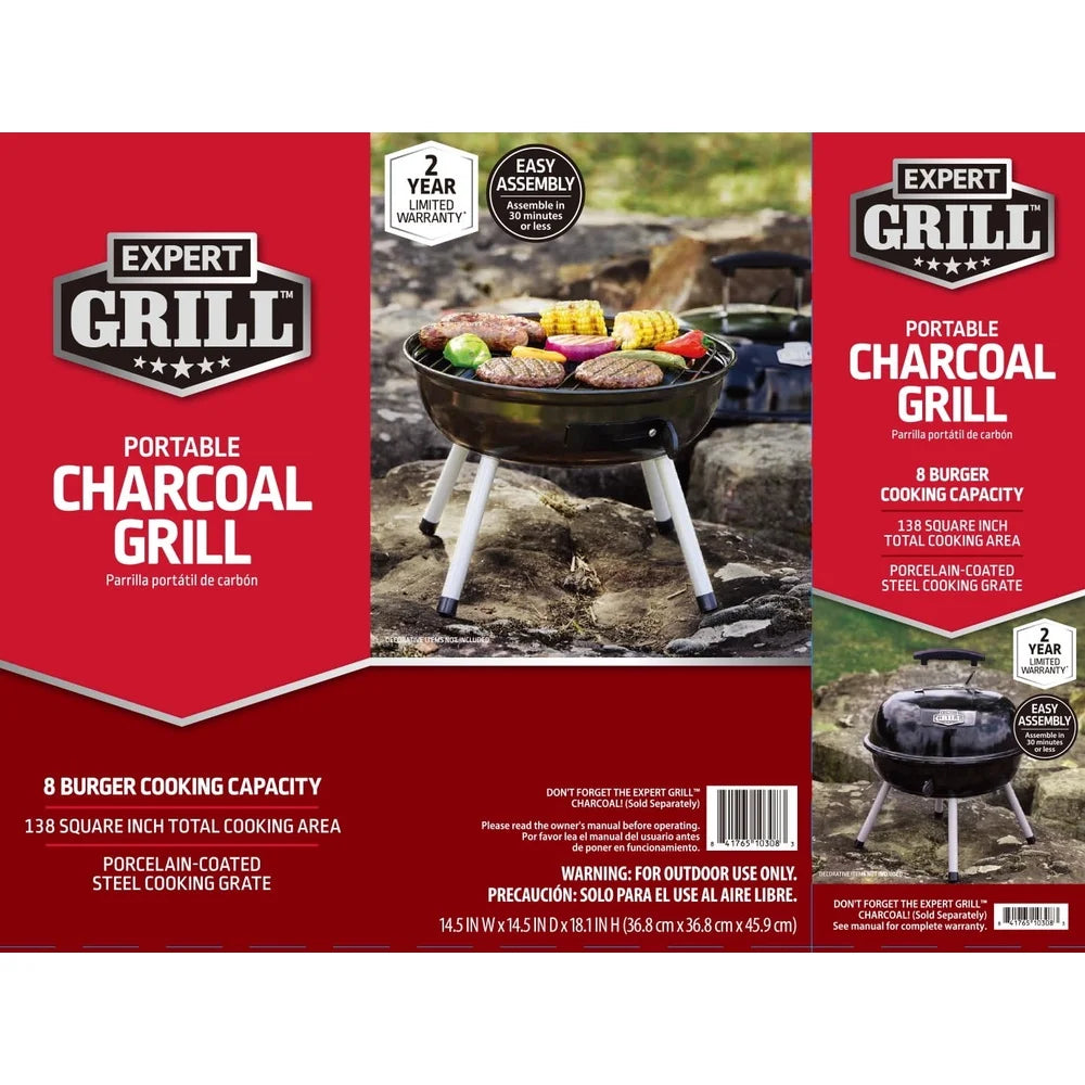 Portable Charcoal Grill 14.5 Inch Tabletop