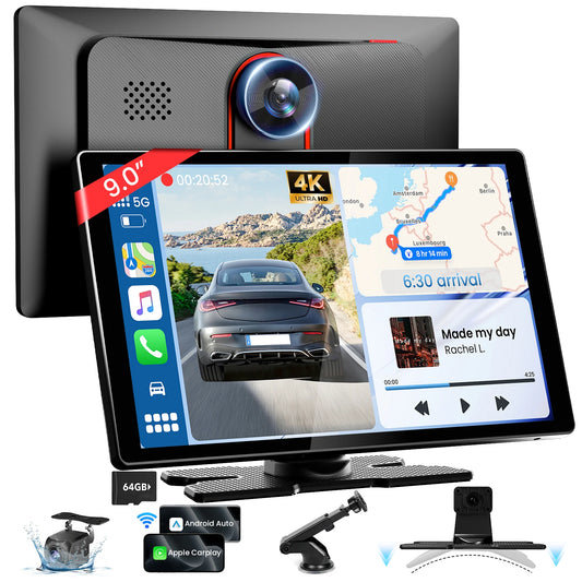9-inch CarPlay 4K+1080P, 64GB memory