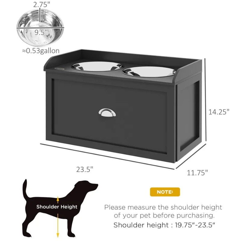 Dog Feeding Station with Storage Drawer