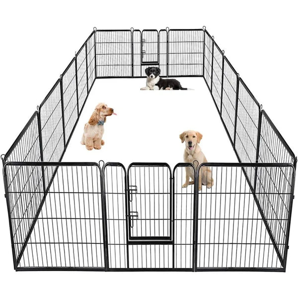 Metal Dog Fence with 2 Gates, 40", 16 Panels