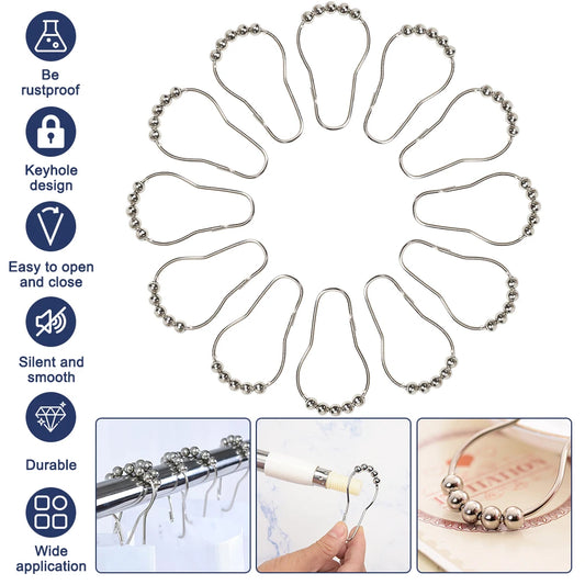 12pcs/set Stainless Steel Curtain Hooks