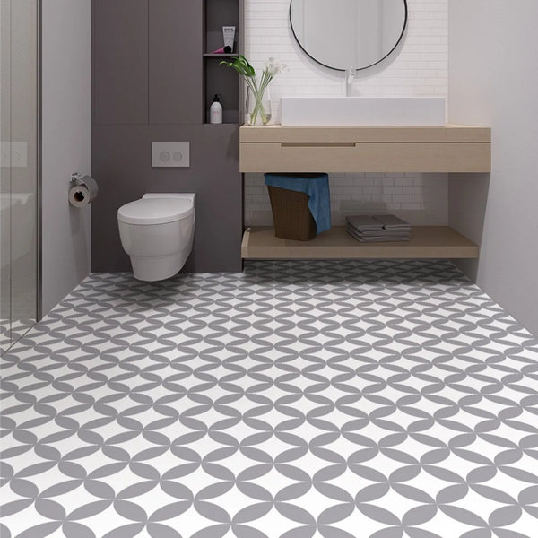 Grey Peel & Stick Waterproof Vinyl Floor Tiles