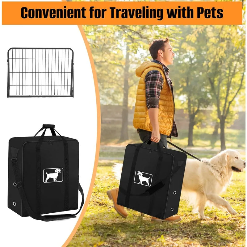 Dog Playpen Storage Bag, 25.2 ‘L x 7.9 “W x 25.2”H 8 Panels and 9 Stakes