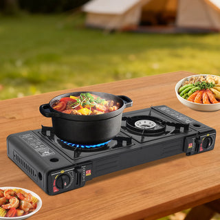 Portable Camping 2 Burner Stove with Storage Case