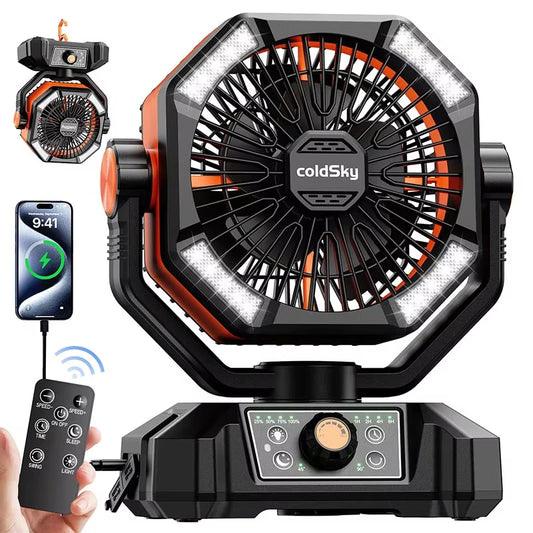 Portable Camping Fan with LED Lantern