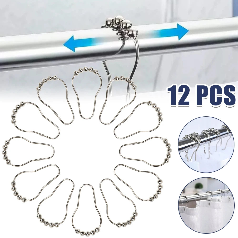 12pcs/set Stainless Steel Curtain Hooks