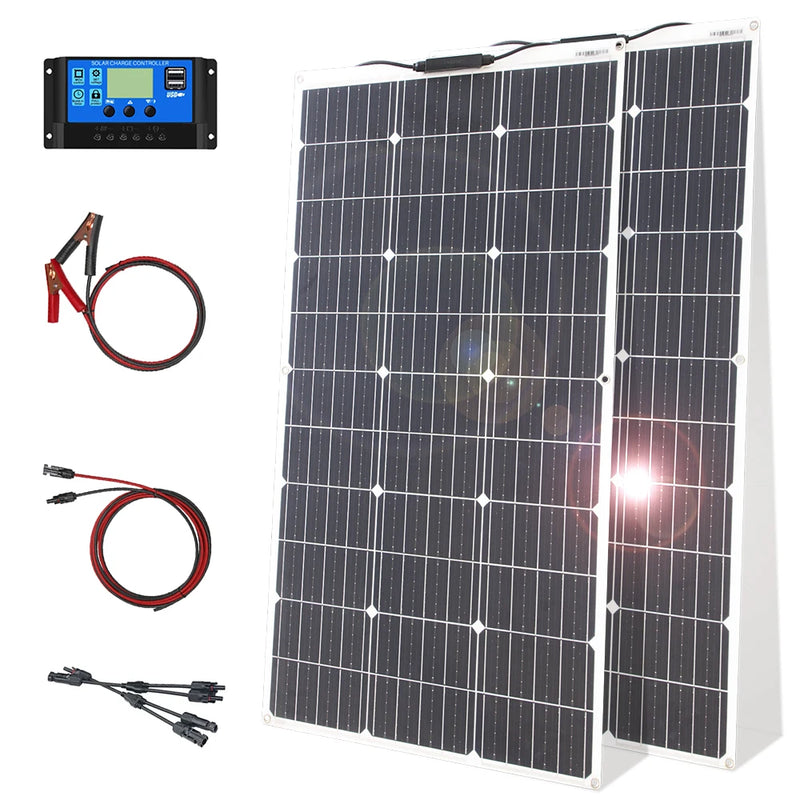 12V Flexible Waterproof Solar Panel Kit with Controller