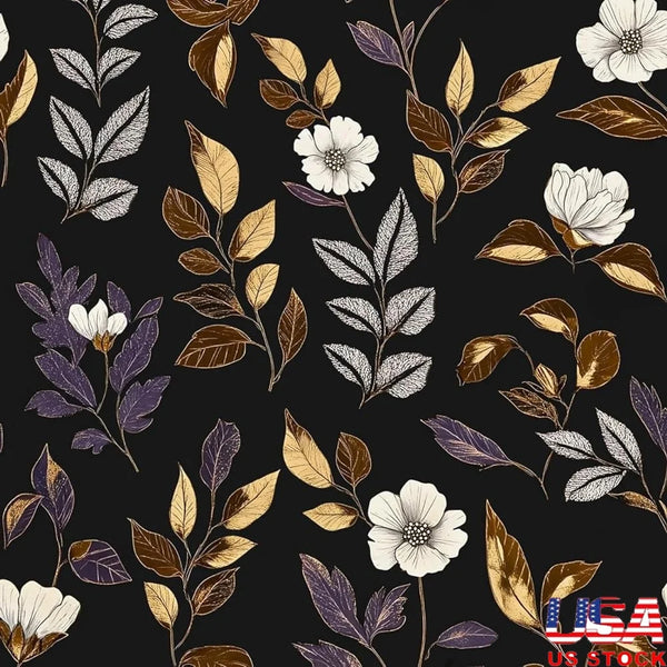 Vintage Gold Leaf Peel and Stick Dark Floral Wallpaper