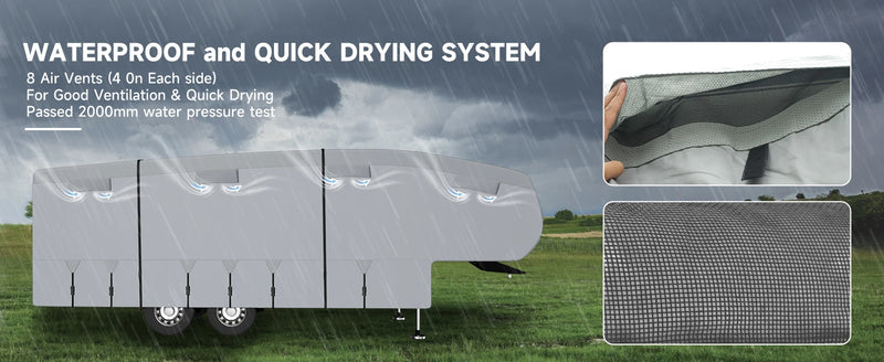 Heavy Duty 5th Wheel RV Cover - Upgraded 7 Layer Top