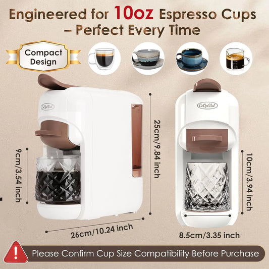 19-Bar Small Espresso Machine & Coffee Machine