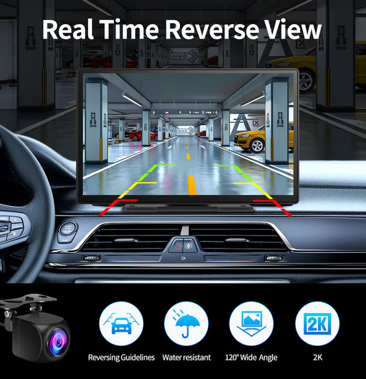 Wireless Carplay & Android Auto Dash Cam, Rearview Camera