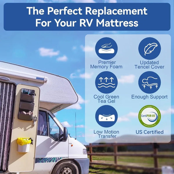 Short King 10-inch RV Mattress with Cooling Gel/Green Tea Memory Foam