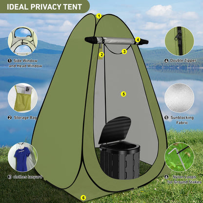 Pop up Privacy Tent with Portable Toilet, Shower, Changing Room