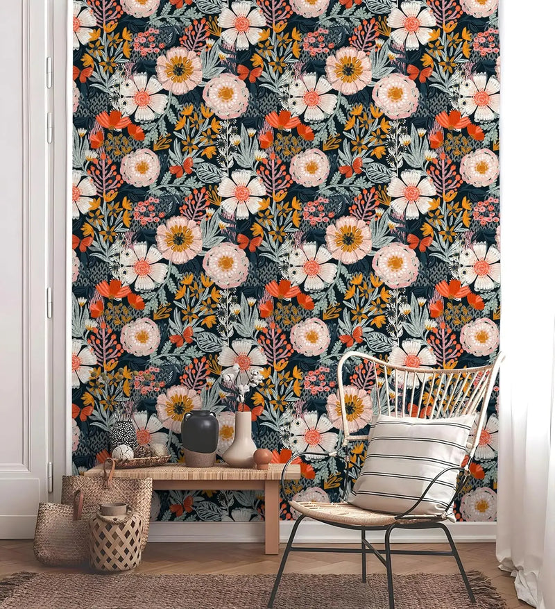 Boho Floral Peel and Stick Wallpaper