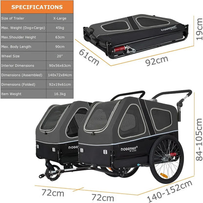 XL Pet Bike Trailer & Stroller for Dogs Up to 100 lbs