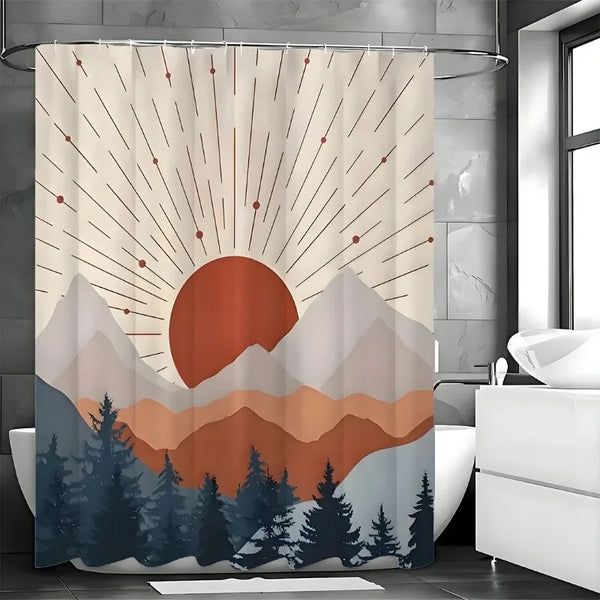 Mountain Lake Sunset Shower Curtain Plus Hooks