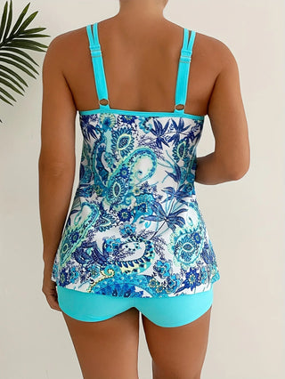 Women's Paisley Leaf Print Two-Piece Swimsuit