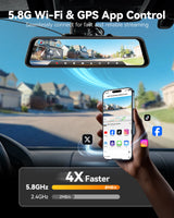 WIFI Rearview Mirror and Dash Cam with Voice Control