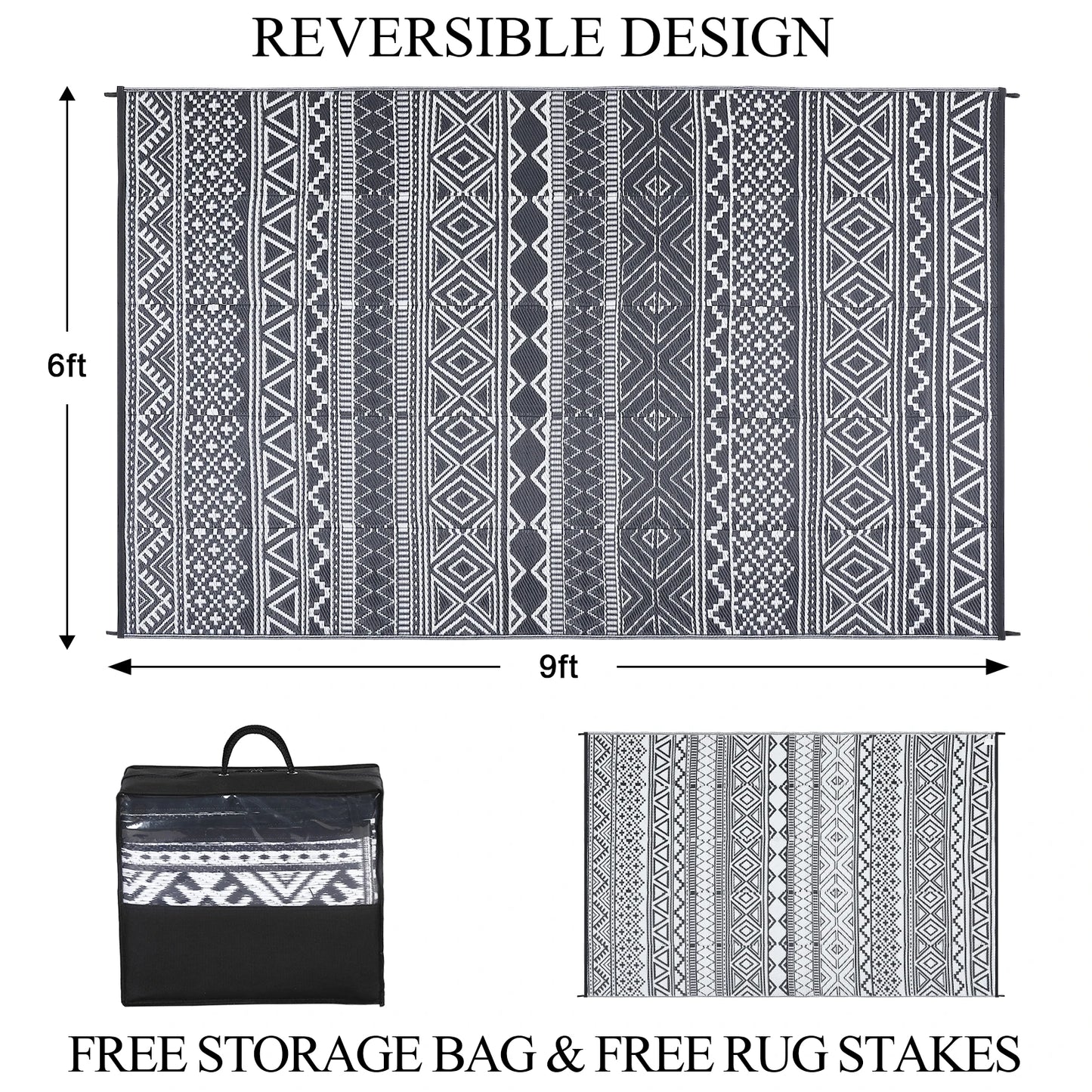 5x8 Outdoor Rug, Waterproof & Reversible